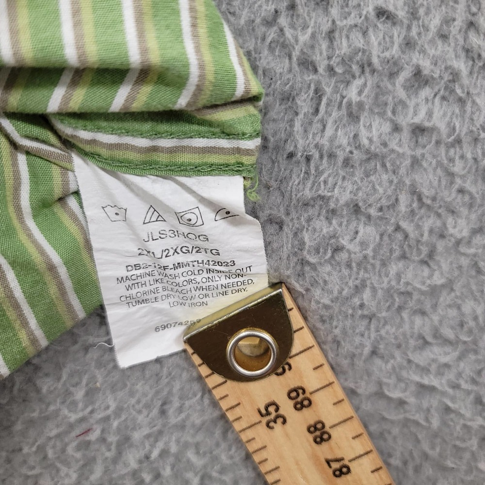 Wrangler Shirt Mens XXL Green Striped Button Up Western‎ Long Sleeve Outdoors - Picture 11 of 16